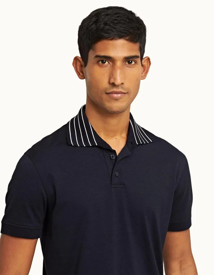 Orlebar Brown Polo Shirts Men Dominic Stripe Night Iris