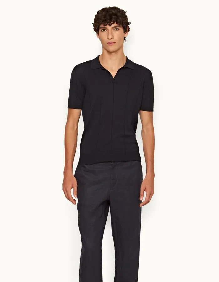 Orlebar Brown Polo Shirts Men Horton Cotton Silk Night Iris