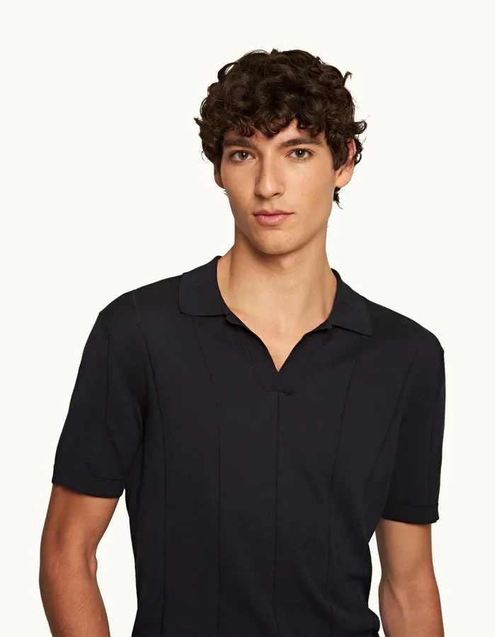 Orlebar Brown Polo Shirts Men Horton Cotton Silk Night Iris