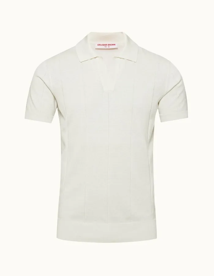 Orlebar Brown Polo Shirts Men Horton Cotton Silk White Sand