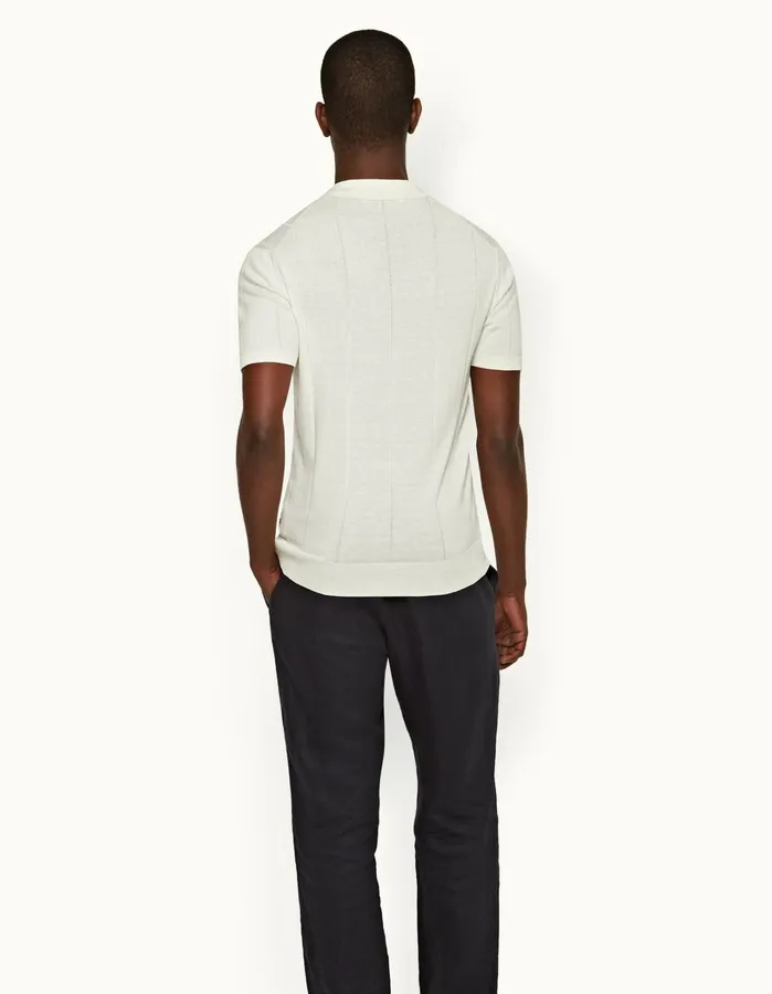 Orlebar Brown Polo Shirts Men Horton Cotton Silk White Sand