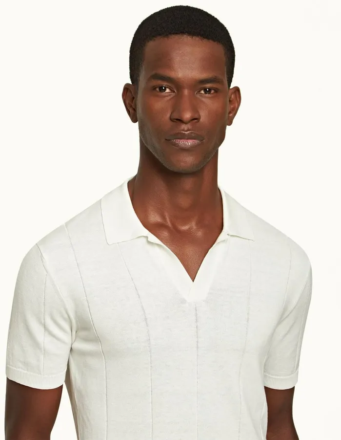 Orlebar Brown Polo Shirts Men Horton Cotton Silk White Sand