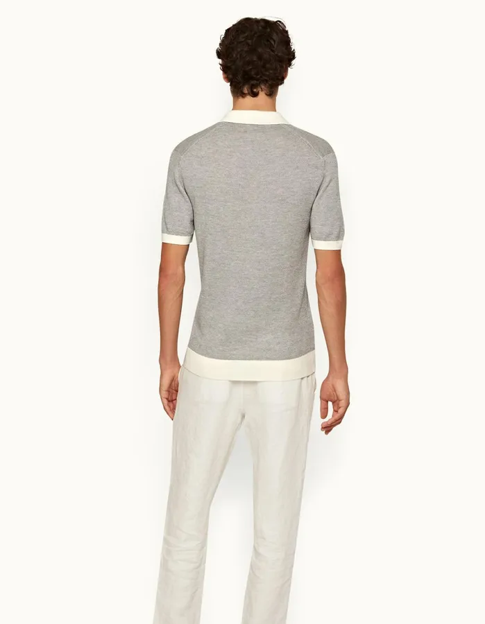 Orlebar Brown Polo Shirts Men Horton Merino White Sandgrey Marl