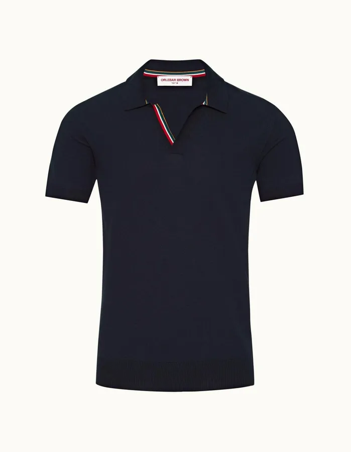 Orlebar Brown Polo Shirts Men Horton Tipping Night Iris