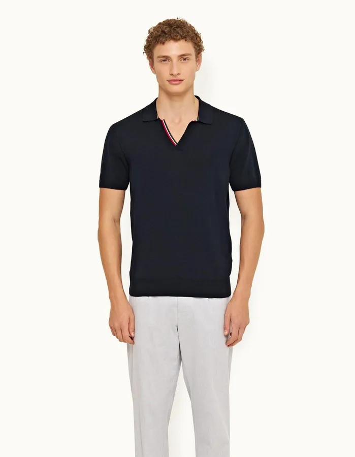 Orlebar Brown Polo Shirts Men Horton Tipping Night Iris
