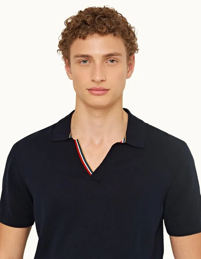 Orlebar Brown Polo Shirts Men Horton Tipping Night Iris