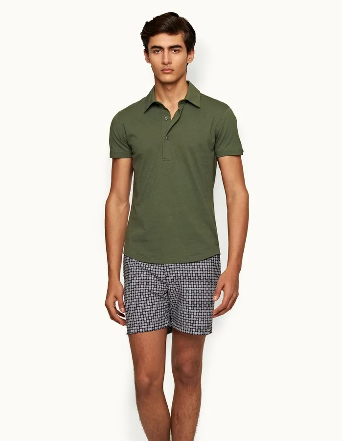 Orlebar Brown Polo Shirts Men Sebastian Cotton Silk Thyme