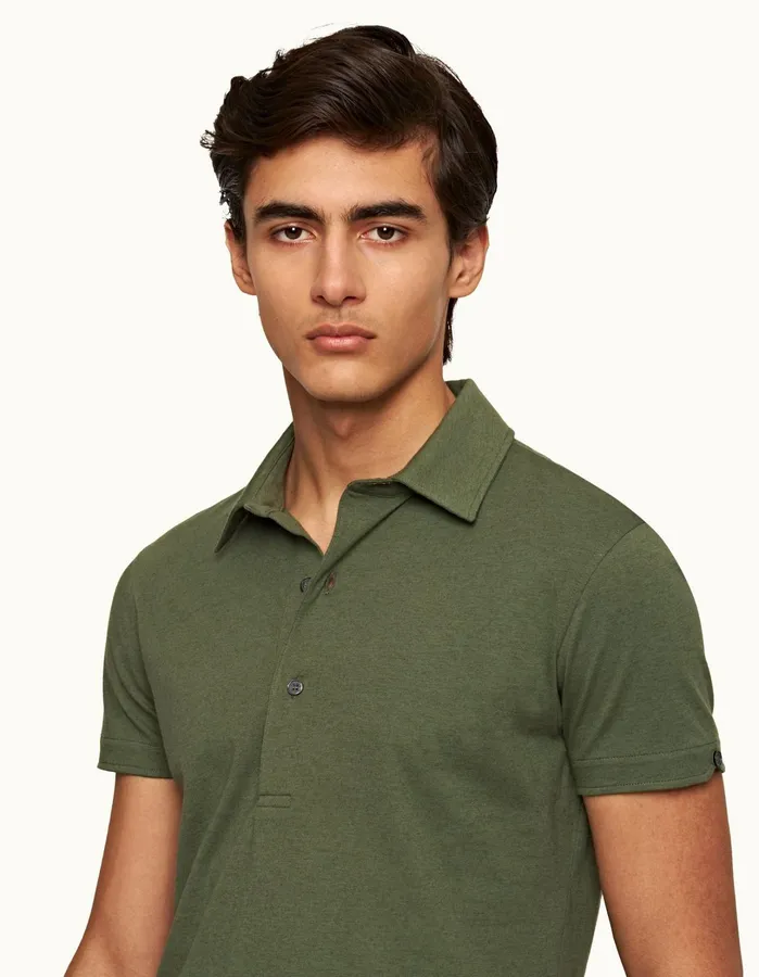 Orlebar Brown Polo Shirts Men Sebastian Cotton Silk Thyme