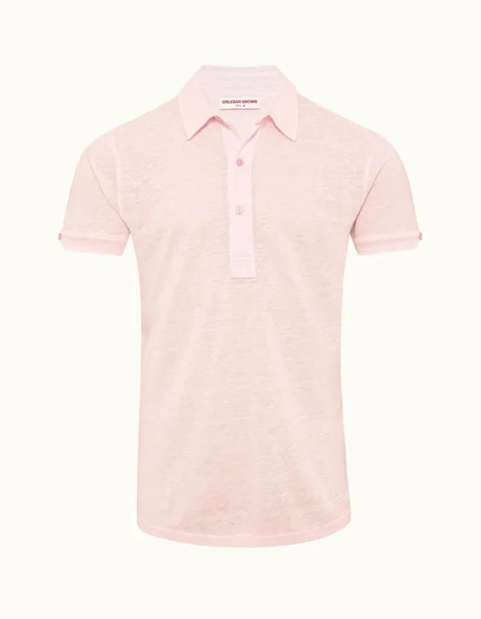 Orlebar Brown Polo Shirts Men Sebastian Linen Rose
