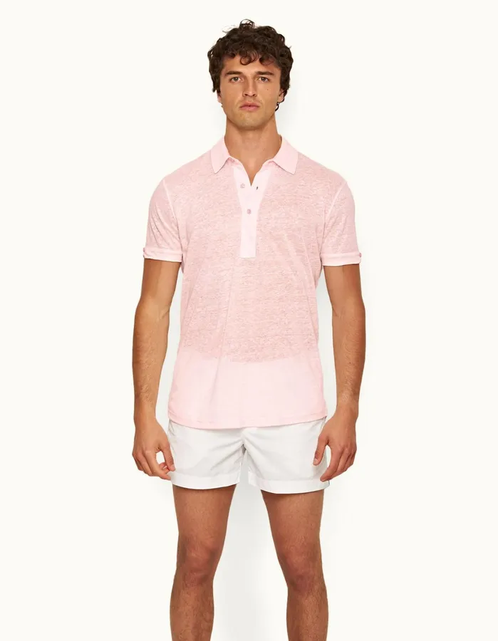 Orlebar Brown Polo Shirts Men Sebastian Linen Rose
