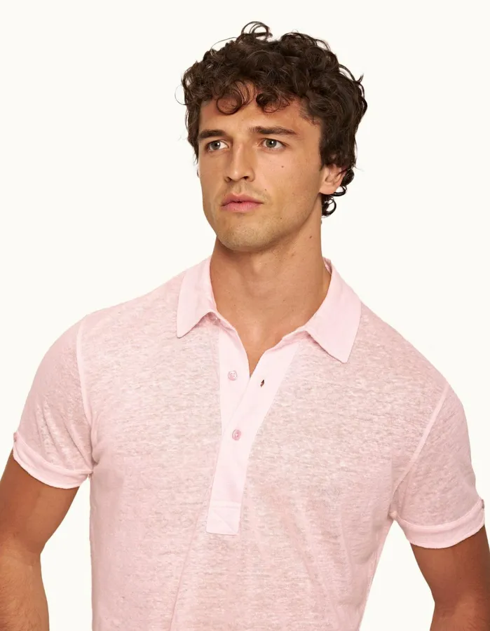 Orlebar Brown Polo Shirts Men Sebastian Linen Rose