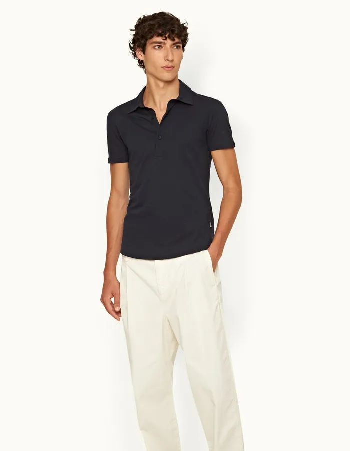 Orlebar Brown Polo Shirts Men Sebastian Silk Night Iris