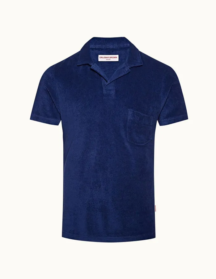 Orlebar Brown Polo Shirts Men Terry Towelling Blue Wash