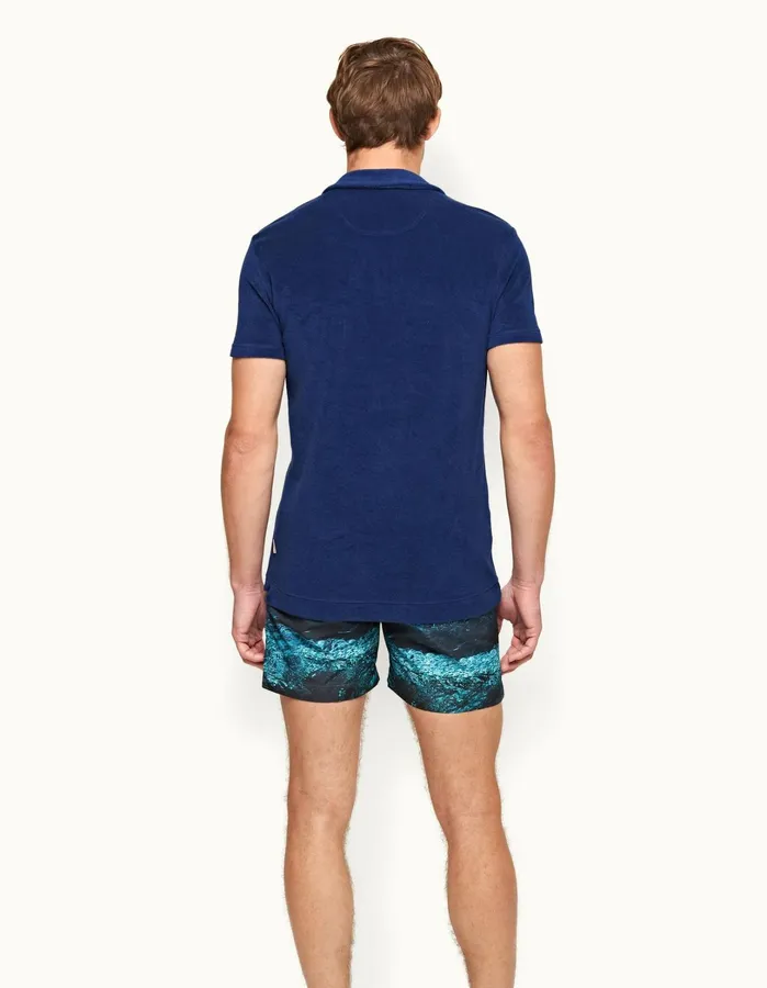Orlebar Brown Polo Shirts Men Terry Towelling Blue Wash