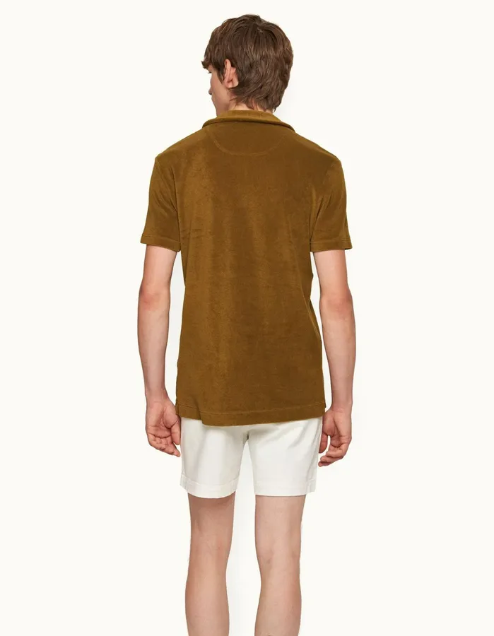 Orlebar Brown Polo Shirts Men Terry Towelling Golden Khaki