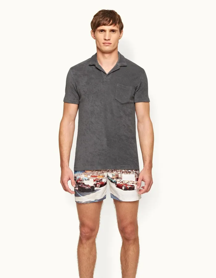 Orlebar Brown Polo Shirts Men Terry Towelling Granite