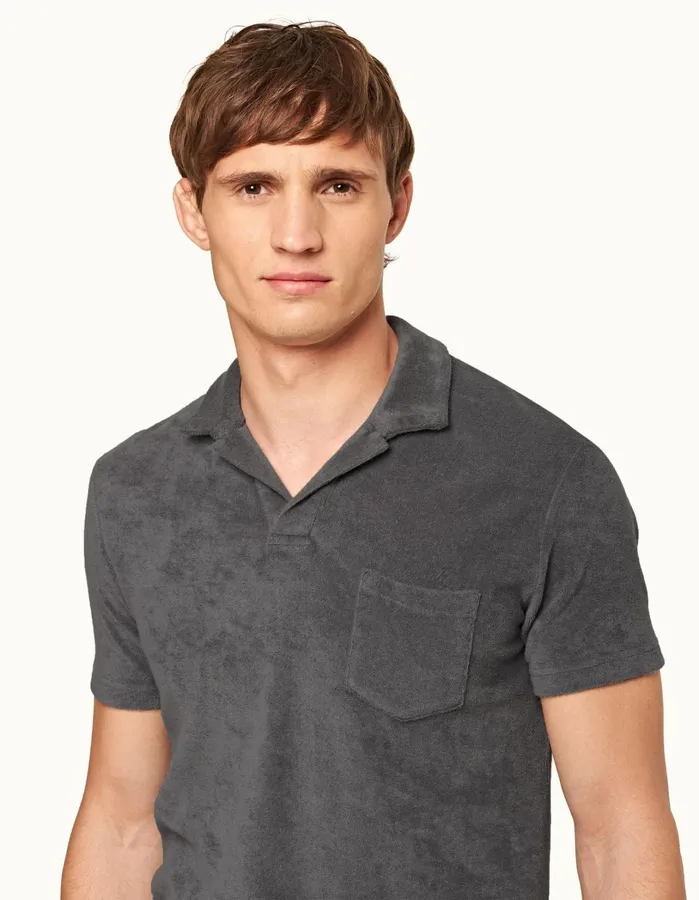 Orlebar Brown Polo Shirts Men Terry Towelling Granite