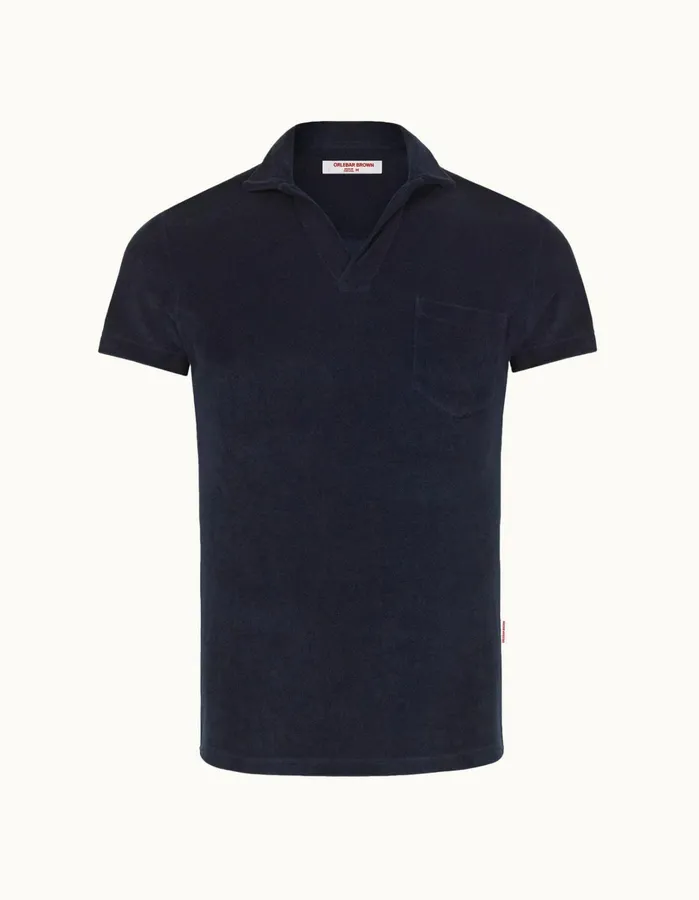 Orlebar Brown Polo Shirts Men Terry Towelling Navy
