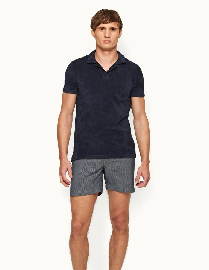Orlebar Brown Polo Shirts Men Terry Towelling Navy