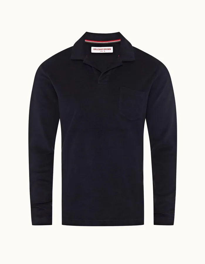 Orlebar Brown Polo Shirts Men Terry Towelling Night Iris