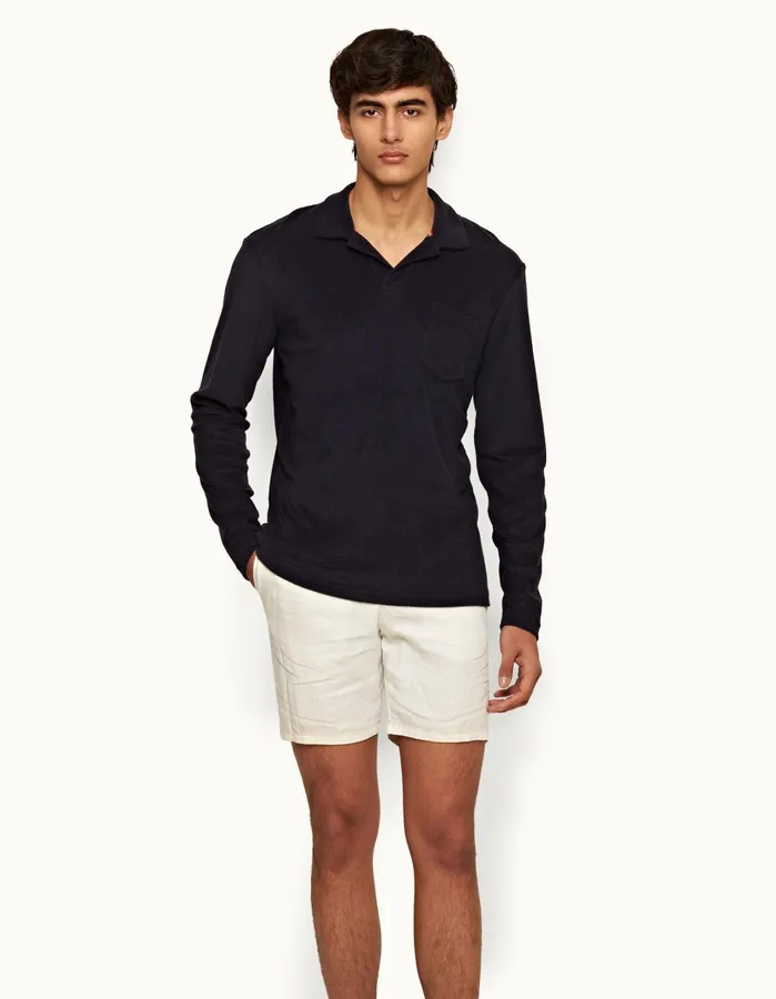 Orlebar Brown Polo Shirts Men Terry Towelling Night Iris