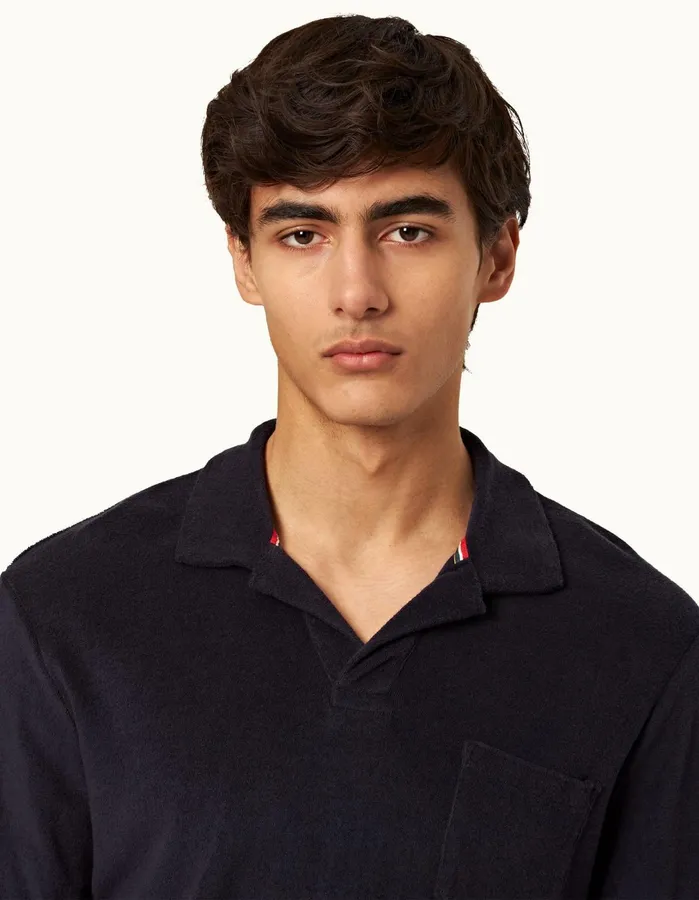 Orlebar Brown Polo Shirts Men Terry Towelling Night Iris