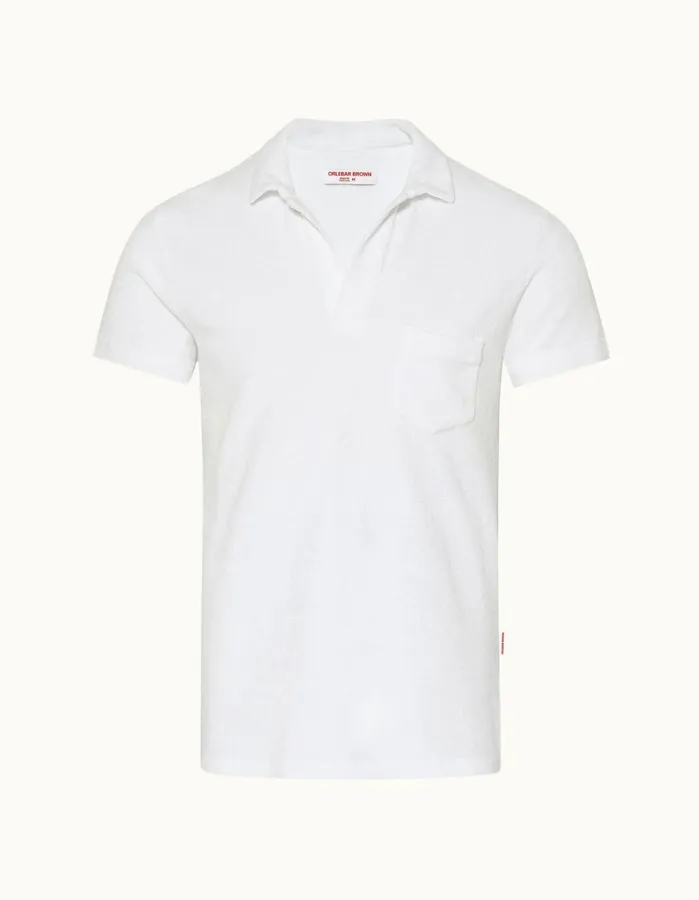 Orlebar Brown Polo Shirts Men Terry Towelling White