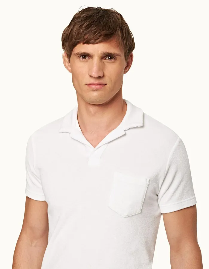 Orlebar Brown Polo Shirts Men Terry Towelling White