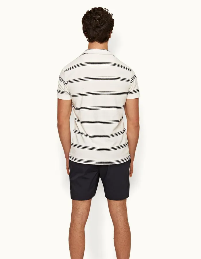 Orlebar Brown Polo Shirts Men Terry Towelling White Sandnight Iris