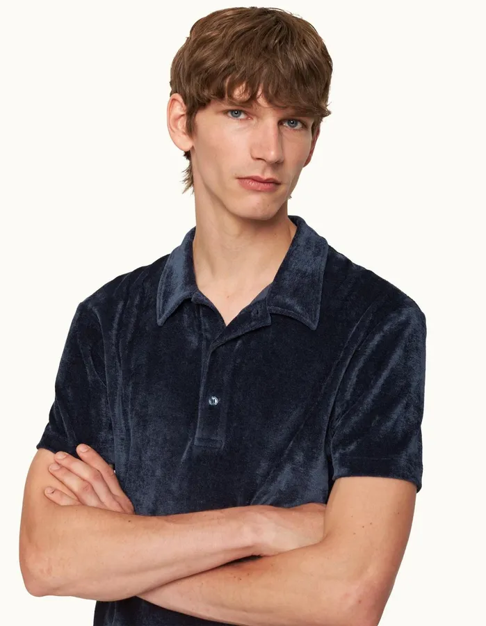 Orlebar Brown Polo Shirts Men Walcott Velvet Midnight Navy