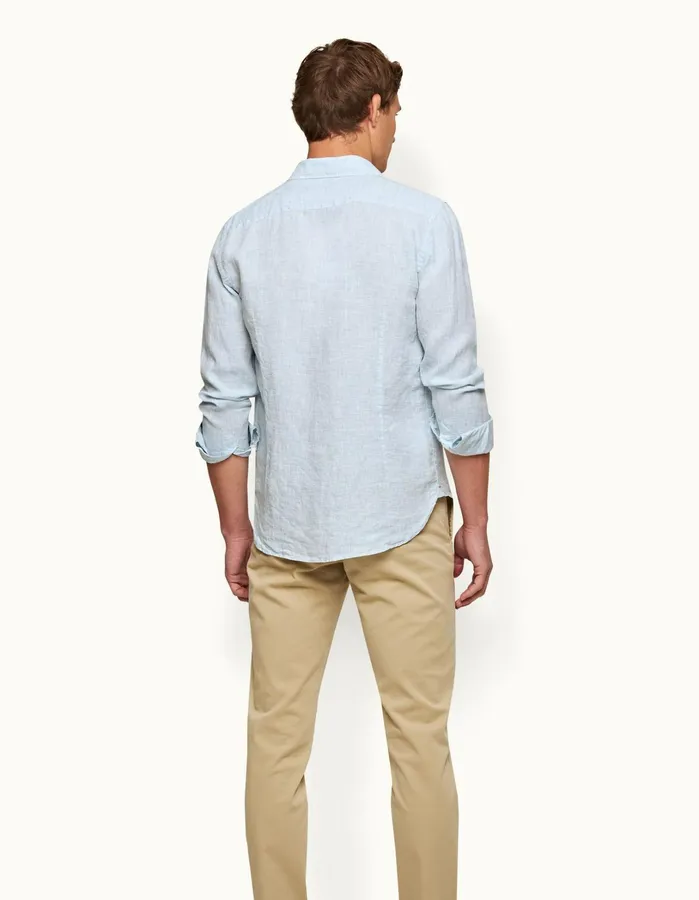 Orlebar Brown Shirts Men Giles Linen Pale Bluewhite
