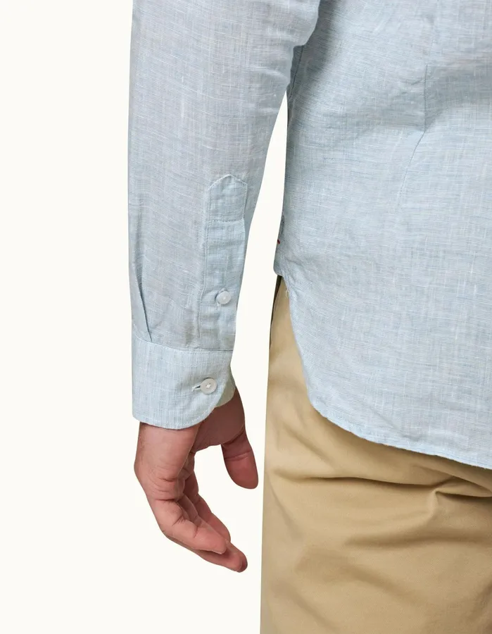 Orlebar Brown Shirts Men Giles Linen Pale Bluewhite