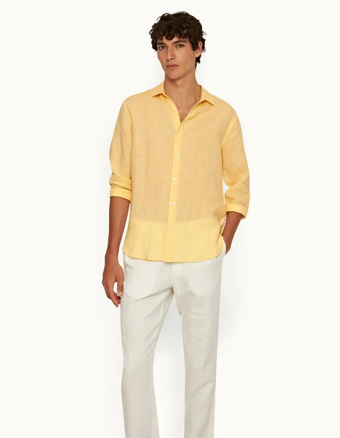 Orlebar Brown Shirts Men Giles Linen Toucanwhite