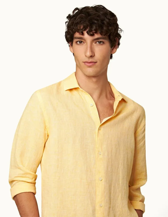 Orlebar Brown Shirts Men Giles Linen Toucanwhite