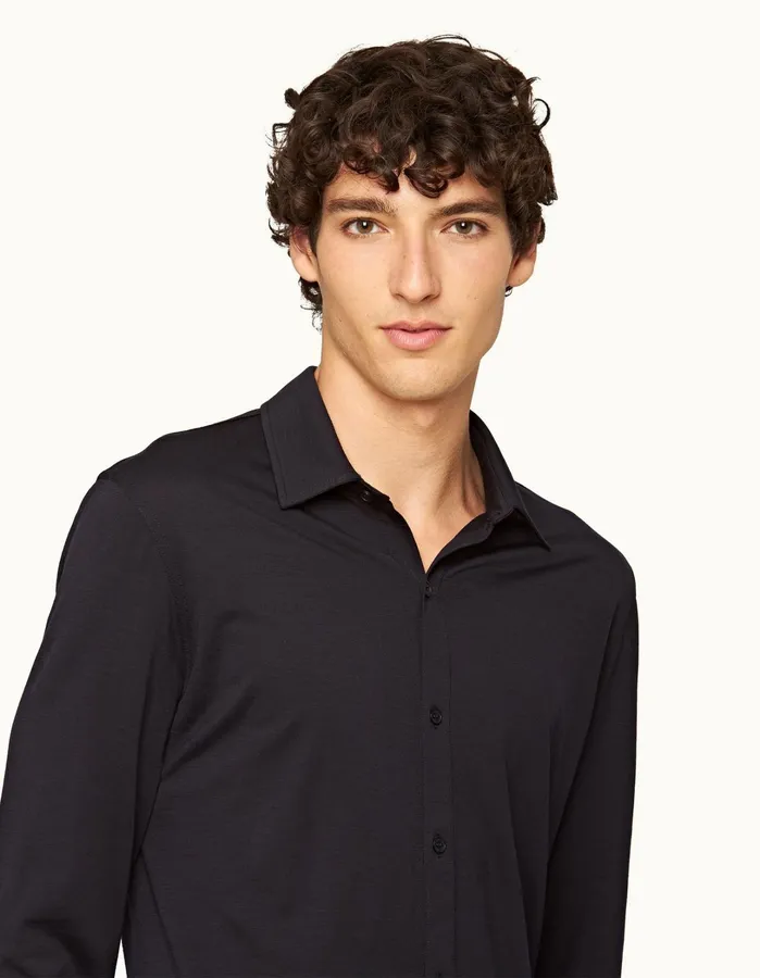 Orlebar Brown Shirts Men Giles Merino Night Iris
