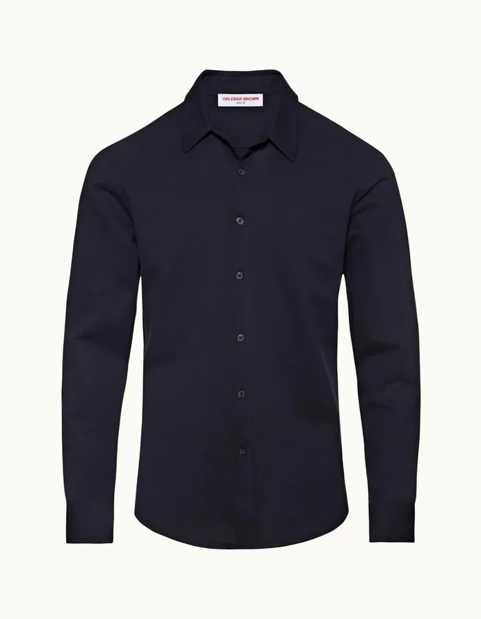 Orlebar Brown Shirts Men Giles Pique Night Iris