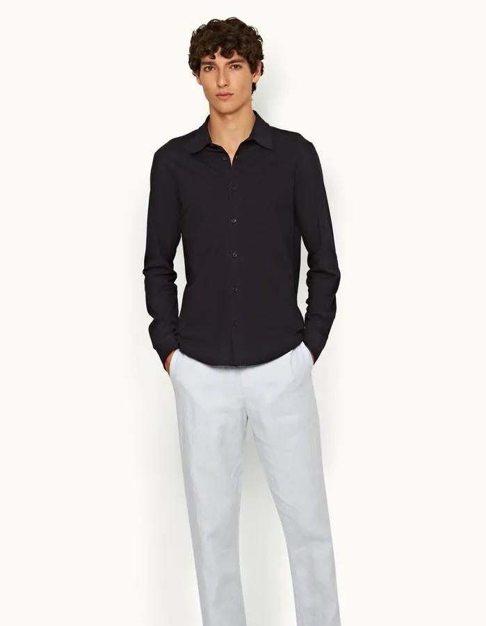 Orlebar Brown Shirts Men Giles Pique Night Iris