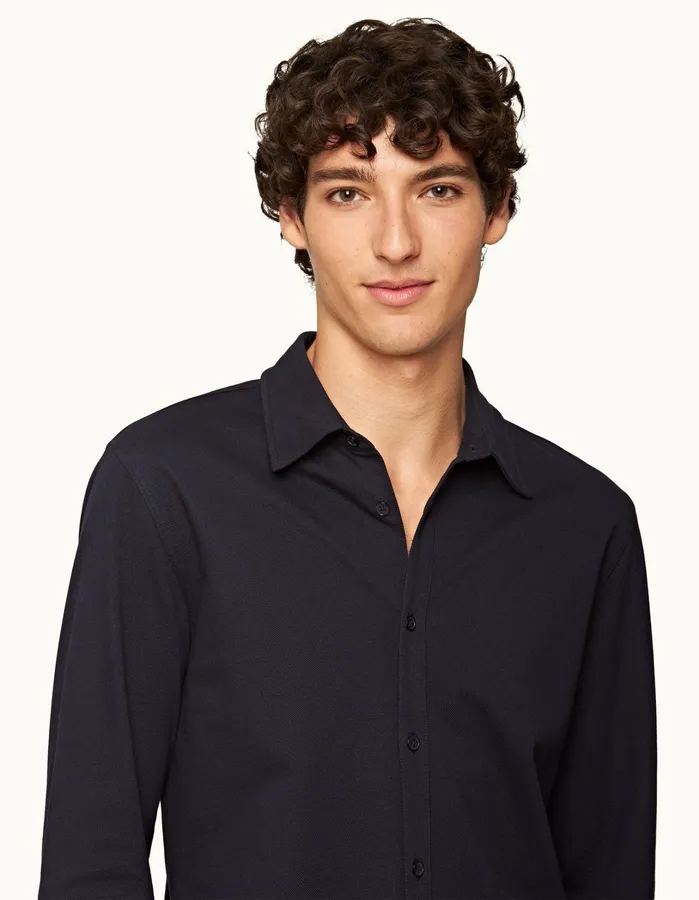 Orlebar Brown Shirts Men Giles Pique Night Iris