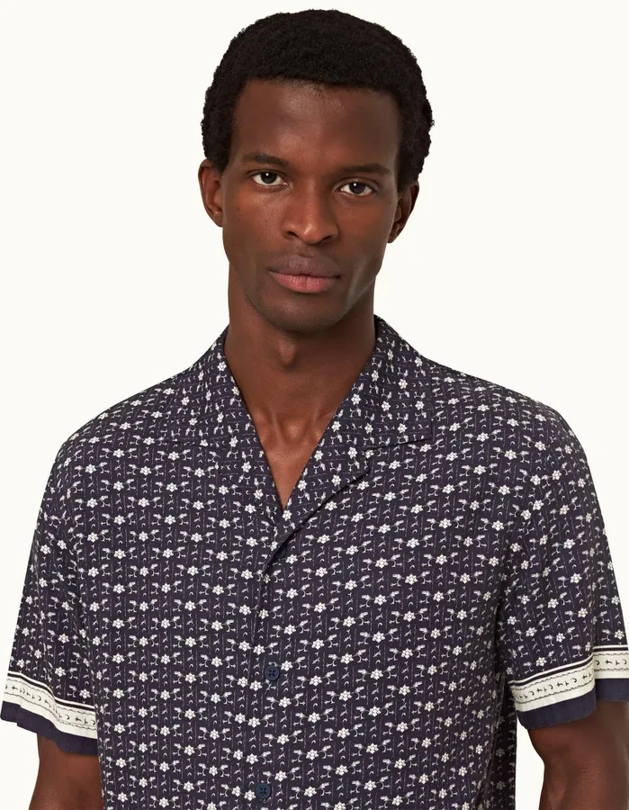 Orlebar Brown Shirts Men Hibbert Dark Sapphiresea Mist