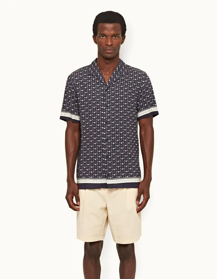 Orlebar Brown Shirts Men Hibbert Dark Sapphiresea Mist