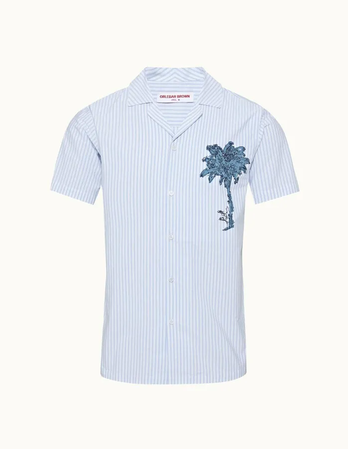 Orlebar Brown Shirts Men Hibbert Light Island Skywhite