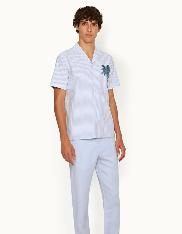 Orlebar Brown Shirts Men Hibbert Light Island Skywhite