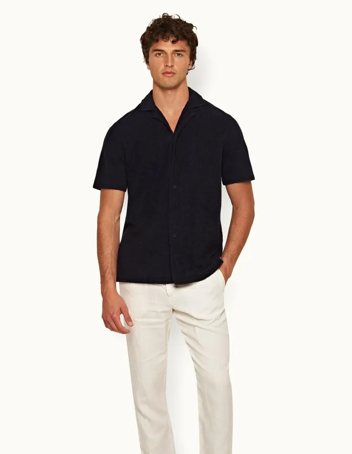 Orlebar Brown Shirts Men Howell Towelling Night Iris