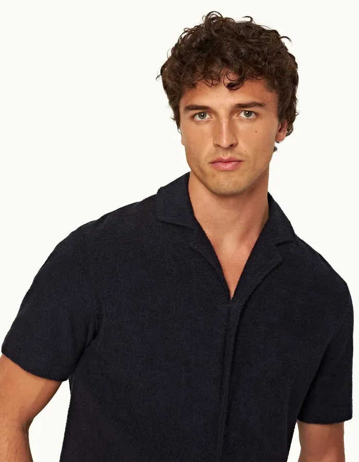 Orlebar Brown Shirts Men Howell Towelling Night Iris