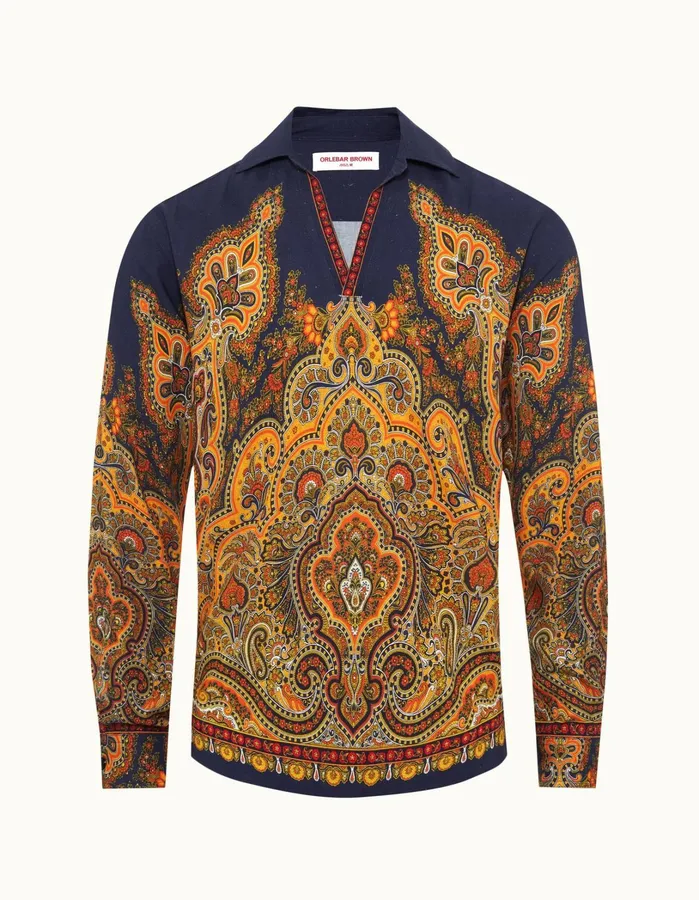 Orlebar Brown Shirts Men Ridley Lagoon Blue