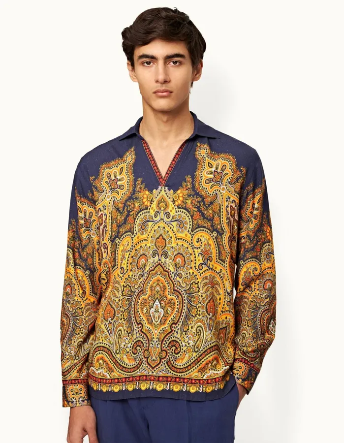 Orlebar Brown Shirts Men Ridley Lagoon Blue