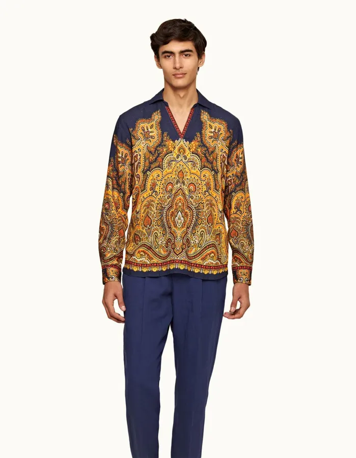 Orlebar Brown Shirts Men Ridley Lagoon Blue