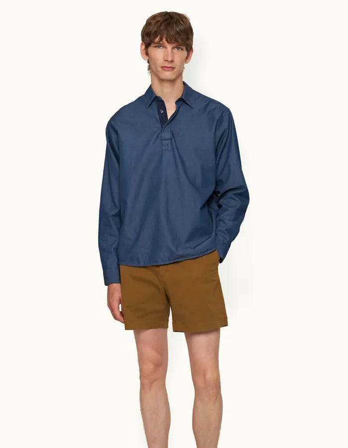 Orlebar Brown Shirts Men Shanklin Denim Washed Indigo
