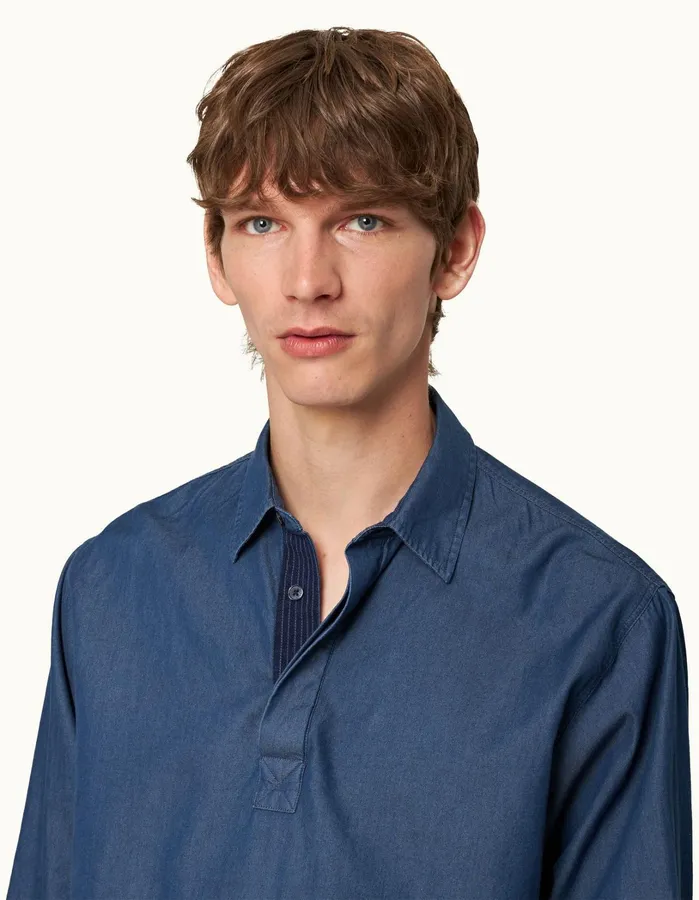 Orlebar Brown Shirts Men Shanklin Denim Washed Indigo