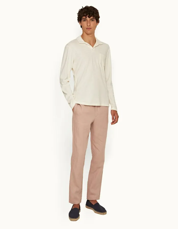 Orlebar Brown Trousers Men Cornell Linen Caramel Pink
